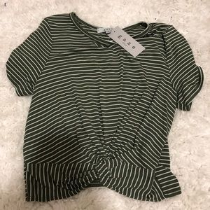 Green and White Striped crop top